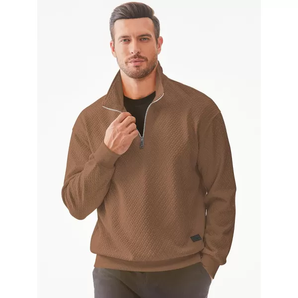JMIERR Men's Quarter Zip Waffle Sweatshirts Casual Long Sleeve Solid Color Geometric Texture Pullover Knit Polo Sweatshirt