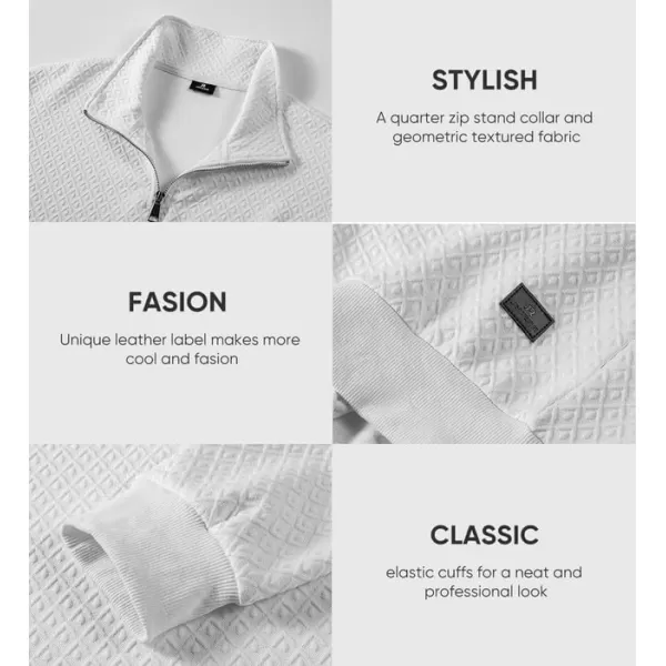 JMIERR Men's Quarter Zip Waffle Sweatshirts Casual Long Sleeve Solid Color Geometric Texture Pullover Knit Polo Sweatshirt