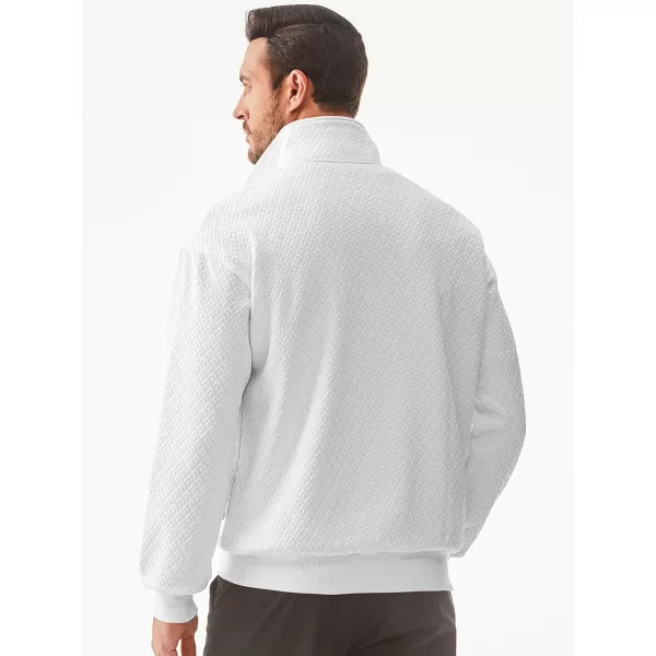 JMIERR Men's Quarter Zip Waffle Sweatshirts Casual Long Sleeve Solid Color Geometric Texture Pullover Knit Polo Sweatshirt