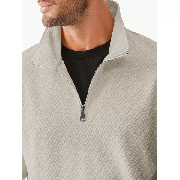 JMIERR Men's Quarter Zip Waffle Sweatshirts Casual Long Sleeve Solid Color Geometric Texture Pullover Knit Polo Sweatshirt