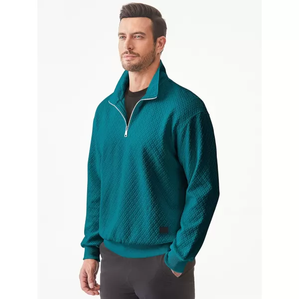 JMIERR Men's Quarter Zip Waffle Sweatshirts Casual Long Sleeve Solid Color Geometric Texture Pullover Knit Polo Sweatshirt