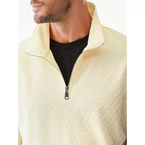 JMIERR Men's Quarter Zip Waffle Sweatshirts Casual Long Sleeve Solid Color Geometric Texture Pullover Knit Polo Sweatshirt
