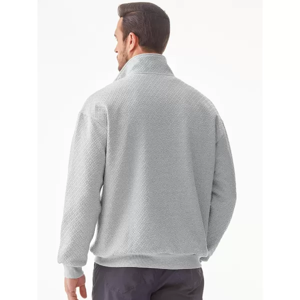 JMIERR Men's Quarter Zip Waffle Sweatshirts Casual Long Sleeve Solid Color Geometric Texture Pullover Knit Polo Sweatshirt