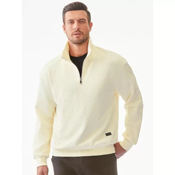 JMIERR Men's Quarter Zip Waffle Sweatshirts Casual Long Sleeve Solid Color Geometric Texture Pullover Knit Polo Sweatshirt