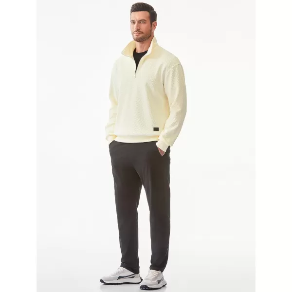 JMIERR Men's Quarter Zip Waffle Sweatshirts Casual Long Sleeve Solid Color Geometric Texture Pullover Knit Polo Sweatshirt