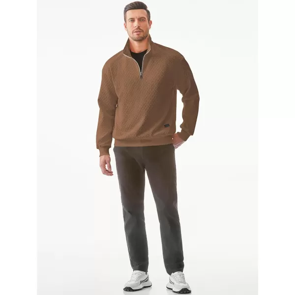 JMIERR Men's Quarter Zip Waffle Sweatshirts Casual Long Sleeve Solid Color Geometric Texture Pullover Knit Polo Sweatshirt