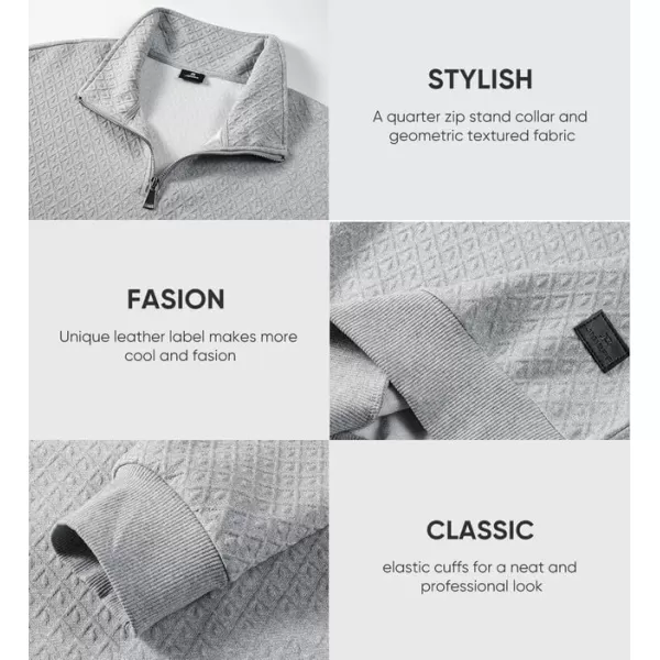 JMIERR Men's Quarter Zip Waffle Sweatshirts Casual Long Sleeve Solid Color Geometric Texture Pullover Knit Polo Sweatshirt