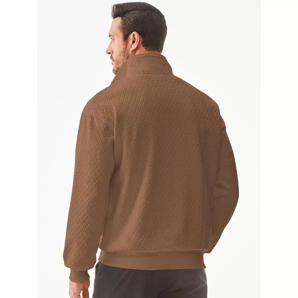JMIERR Men's Quarter Zip Waffle Sweatshirts Casual Long Sleeve Solid Color Geometric Texture Pullover Knit Polo Sweatshirt