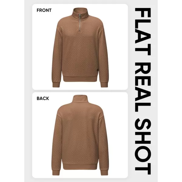 JMIERR Men's Quarter Zip Waffle Sweatshirts Casual Long Sleeve Solid Color Geometric Texture Pullover Knit Polo Sweatshirt