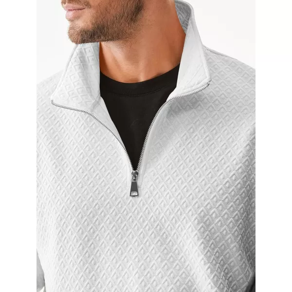 JMIERR Men's Quarter Zip Waffle Sweatshirts Casual Long Sleeve Solid Color Geometric Texture Pullover Knit Polo Sweatshirt