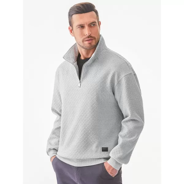 JMIERR Men's Quarter Zip Waffle Sweatshirts Casual Long Sleeve Solid Color Geometric Texture Pullover Knit Polo Sweatshirt
