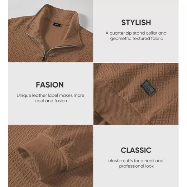 JMIERR Men's Quarter Zip Waffle Sweatshirts Casual Long Sleeve Solid Color Geometric Texture Pullover Knit Polo Sweatshirt