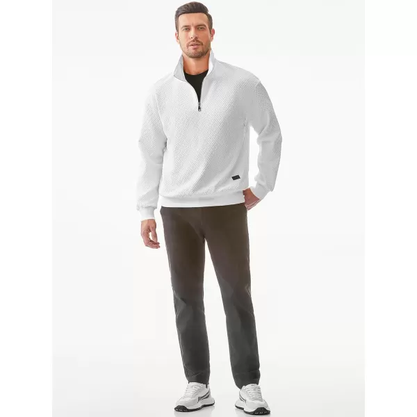 JMIERR Men's Quarter Zip Waffle Sweatshirts Casual Long Sleeve Solid Color Geometric Texture Pullover Knit Polo Sweatshirt