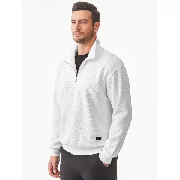 JMIERR Men's Quarter Zip Waffle Sweatshirts Casual Long Sleeve Solid Color Geometric Texture Pullover Knit Polo Sweatshirt