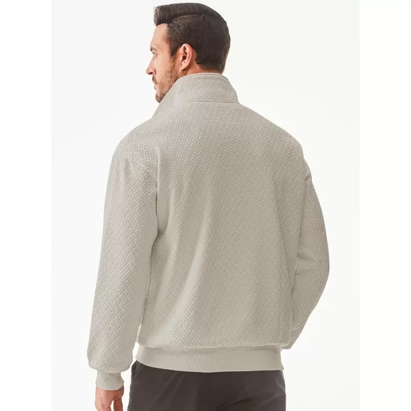 JMIERR Men's Quarter Zip Waffle Sweatshirts Casual Long Sleeve Solid Color Geometric Texture Pullover Knit Polo Sweatshirt