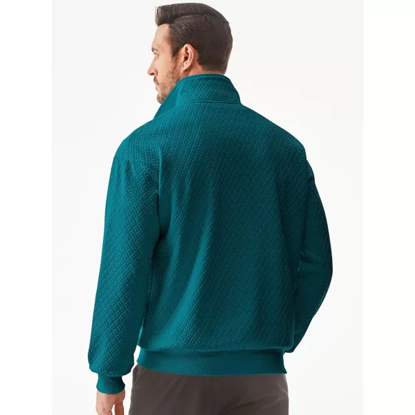 JMIERR Men's Quarter Zip Waffle Sweatshirts Casual Long Sleeve Solid Color Geometric Texture Pullover Knit Polo Sweatshirt