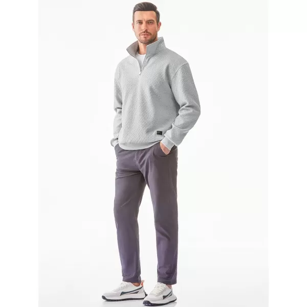 JMIERR Men's Quarter Zip Waffle Sweatshirts Casual Long Sleeve Solid Color Geometric Texture Pullover Knit Polo Sweatshirt