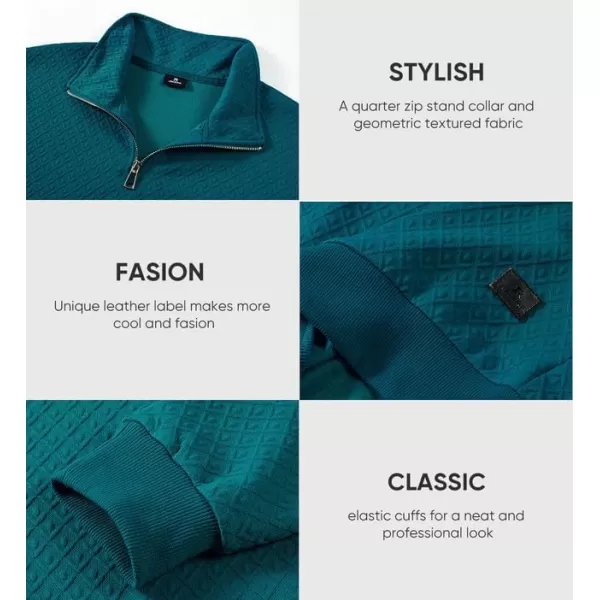 JMIERR Men's Quarter Zip Waffle Sweatshirts Casual Long Sleeve Solid Color Geometric Texture Pullover Knit Polo Sweatshirt