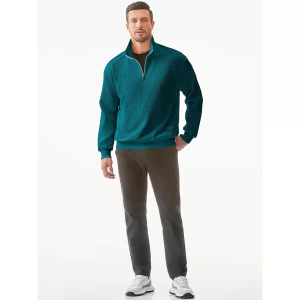 JMIERR Men's Quarter Zip Waffle Sweatshirts Casual Long Sleeve Solid Color Geometric Texture Pullover Knit Polo Sweatshirt