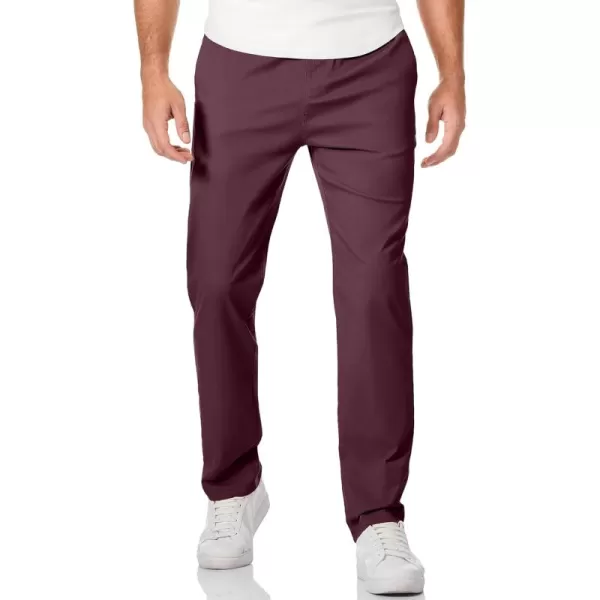 JMIERR Men's Casual Pants Cotton Twill Elastic Drawstring Waist Tapered Chino Pants with Pockets