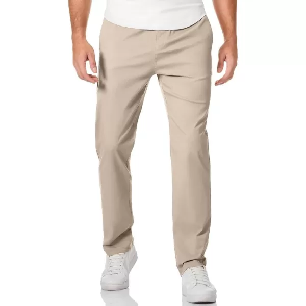 JMIERR Men's Casual Pants Cotton Twill Elastic Drawstring Waist Tapered Chino Pants with Pockets