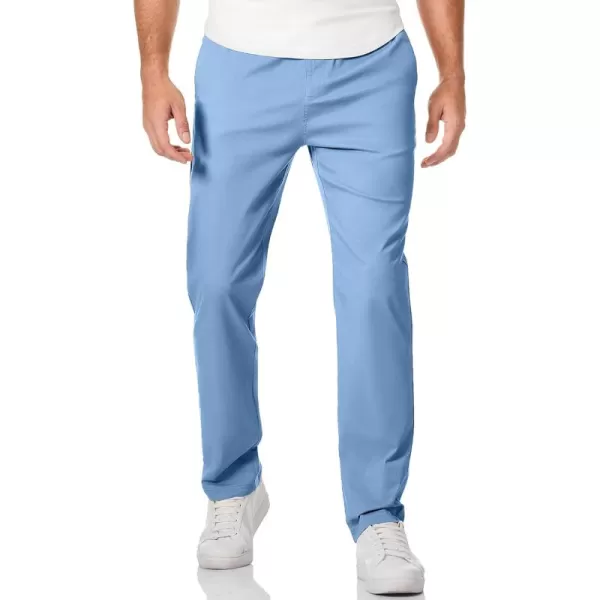 JMIERR Men's Casual Pants Cotton Twill Elastic Drawstring Waist Tapered Chino Pants with Pockets