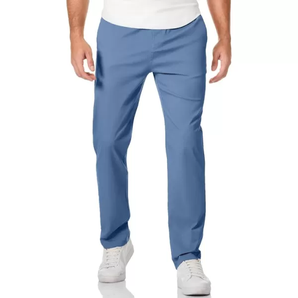 JMIERR Men's Casual Pants Cotton Twill Elastic Drawstring Waist Tapered Chino Pants with Pockets
