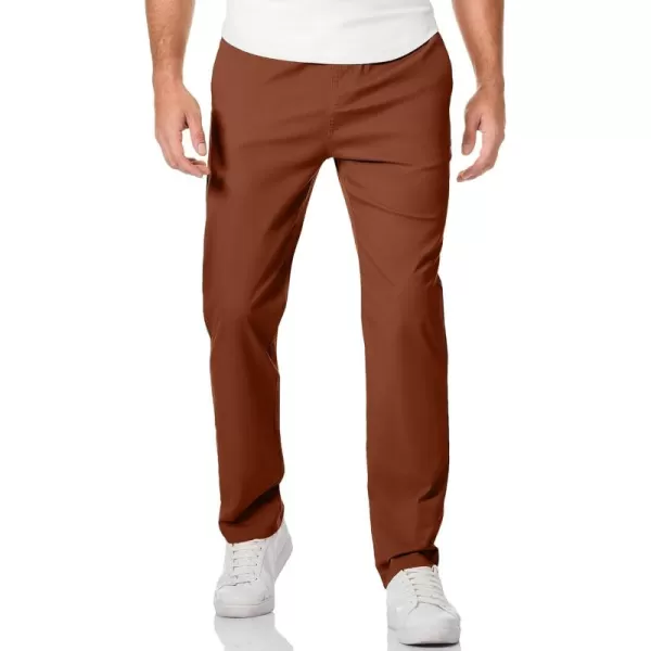 JMIERR Men's Casual Pants Cotton Twill Elastic Drawstring Waist Tapered Chino Pants with Pockets