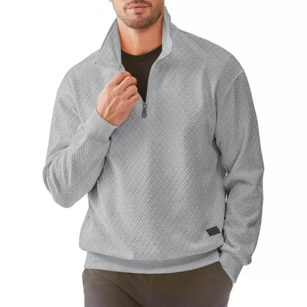 JMIERR Men's Quarter Zip Waffle Sweatshirts Casual Long Sleeve Solid Color Geometric Texture Pullover Knit Polo Sweatshirt