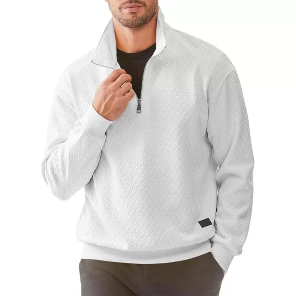 JMIERR Men's Quarter Zip Waffle Sweatshirts Casual Long Sleeve Solid Color Geometric Texture Pullover Knit Polo Sweatshirt