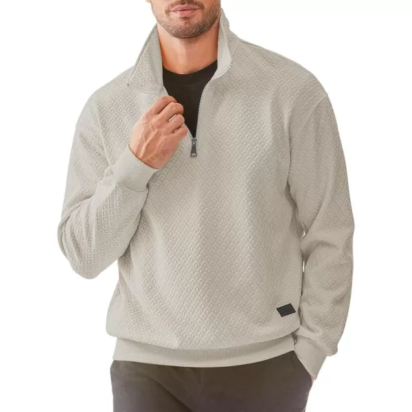 JMIERR Men's Quarter Zip Waffle Sweatshirts Casual Long Sleeve Solid Color Geometric Texture Pullover Knit Polo Sweatshirt
