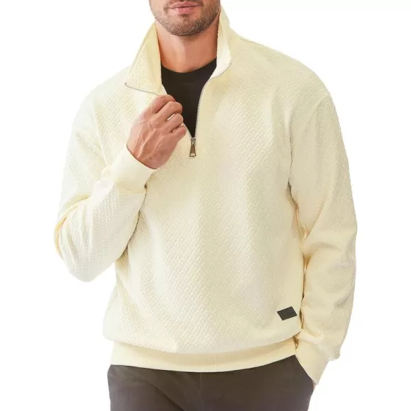 JMIERR Men's Quarter Zip Waffle Sweatshirts Casual Long Sleeve Solid Color Geometric Texture Pullover Knit Polo Sweatshirt