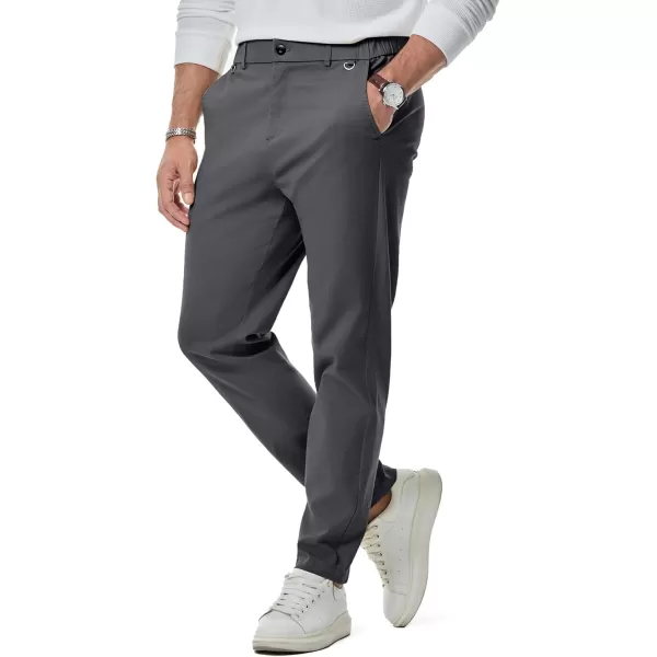 JMIERR Men's Chino Pants Casual Stretch Waist Tapered Trousers with D-Ring Detail