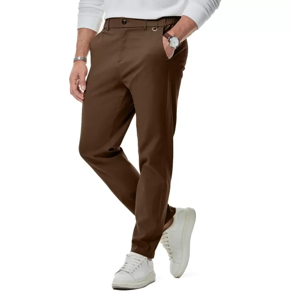 JMIERR Men's Chino Pants Casual Stretch Waist Tapered Trousers with D-Ring Detail