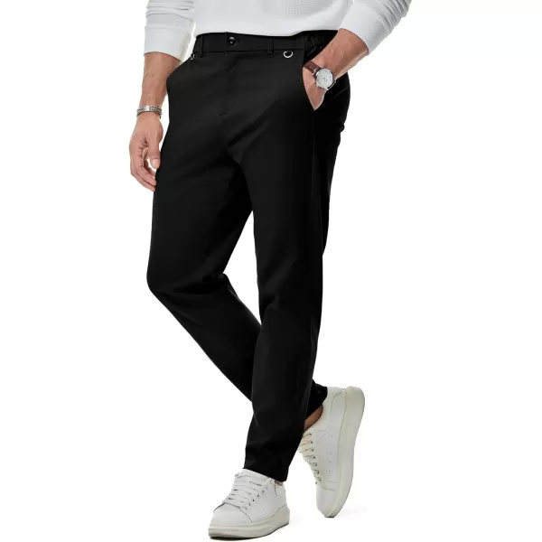 JMIERR Men's Chino Pants Casual Stretch Waist Tapered Trousers with D-Ring Detail