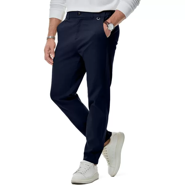 JMIERR Men's Chino Pants Casual Stretch Waist Tapered Trousers with D-Ring Detail