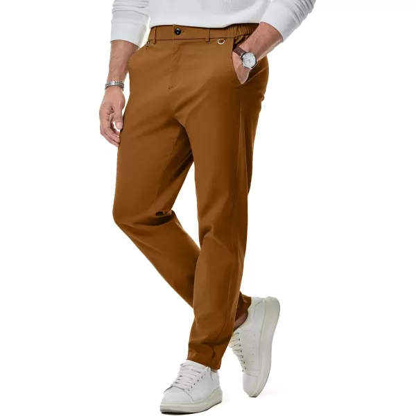 JMIERR Men's Chino Pants Casual Stretch Waist Tapered Trousers with D-Ring Detail