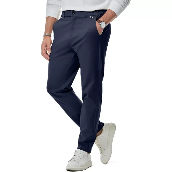 JMIERR Men's Chino Pants Casual Stretch Waist Tapered Trousers with D-Ring Detail