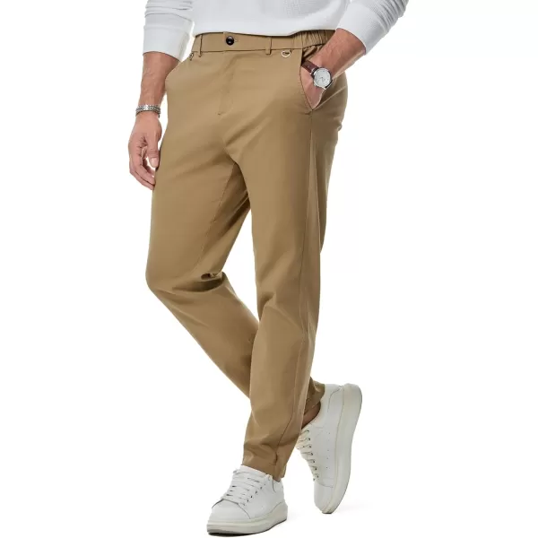JMIERR Men's Chino Pants Casual Stretch Waist Tapered Trousers with D-Ring Detail
