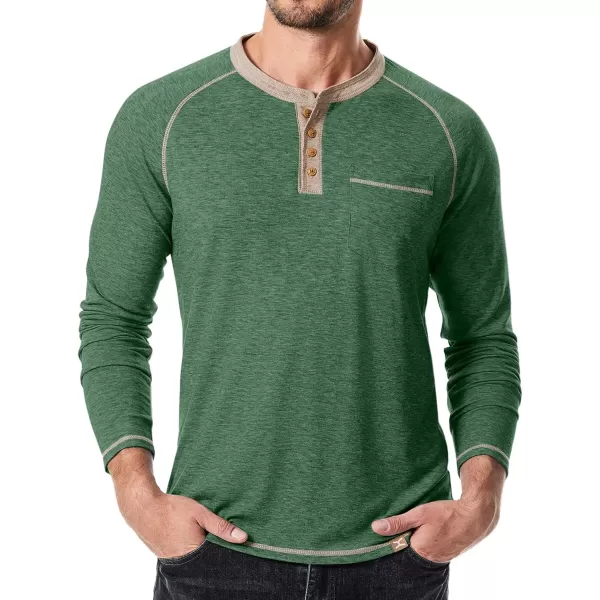JMIERR Mens Henley Long Sleeve T-Shirt Casual Lightweight Shirts with Pockets