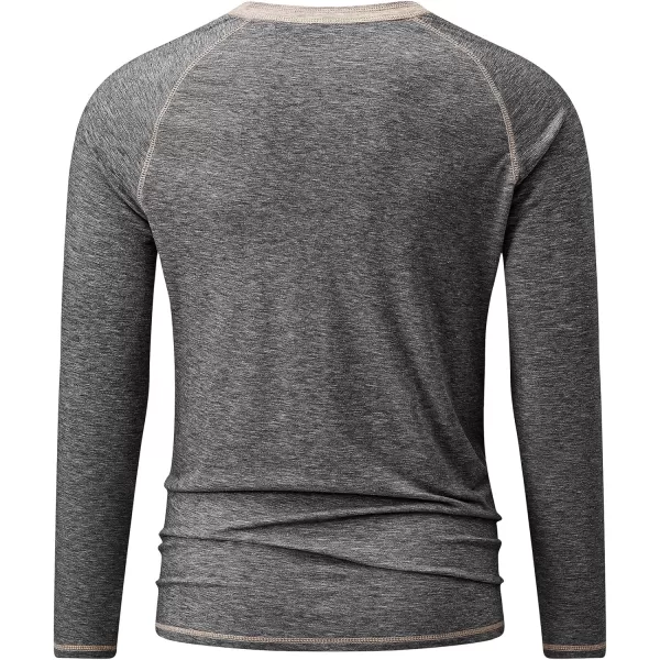 JMIERR Mens Henley Long Sleeve T-Shirt Casual Lightweight Shirts with Pockets