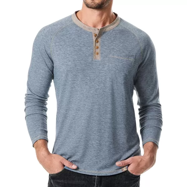 JMIERR Mens Henley Long Sleeve T-Shirt Casual Lightweight Shirts with Pockets