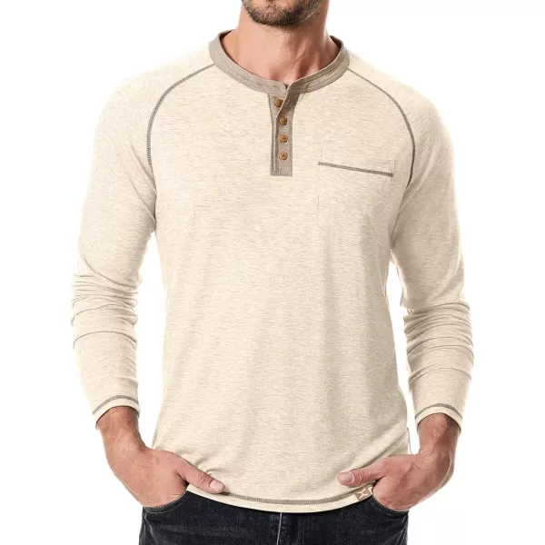 JMIERR Mens Henley Long Sleeve T-Shirt Casual Lightweight Shirts with Pockets