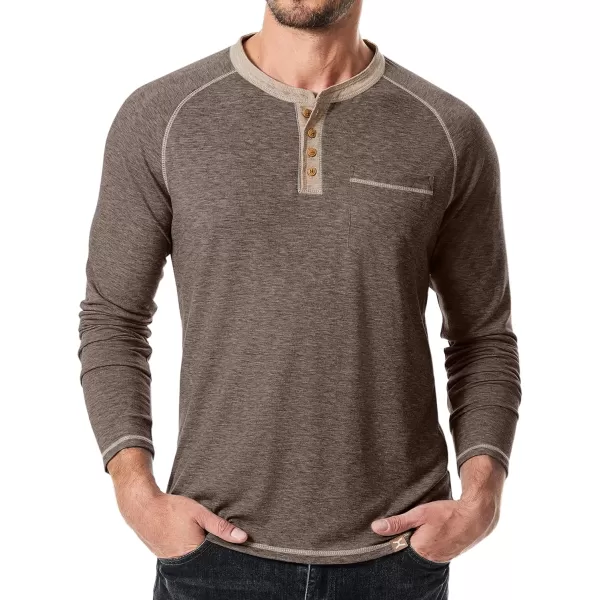 JMIERR Mens Henley Long Sleeve T-Shirt Casual Lightweight Shirts with Pockets