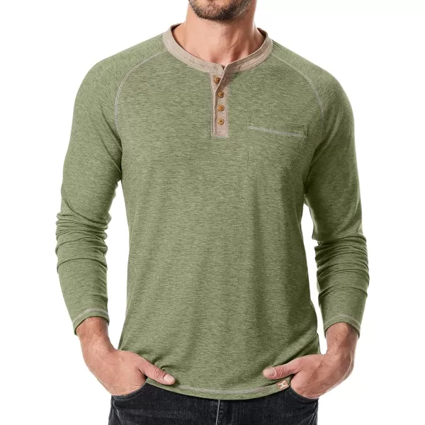 JMIERR Mens Henley Long Sleeve T-Shirt Casual Lightweight Shirts with Pockets