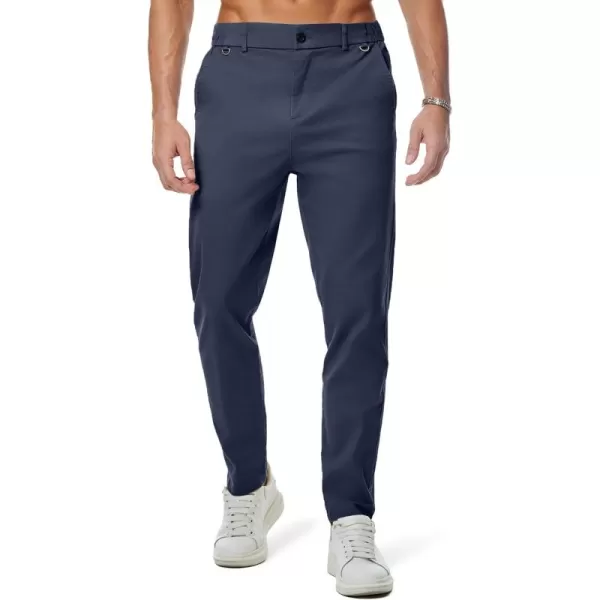 JMIERR Men's Chino Pants Casual Stretch Waist Tapered Trousers with D-Ring Detail