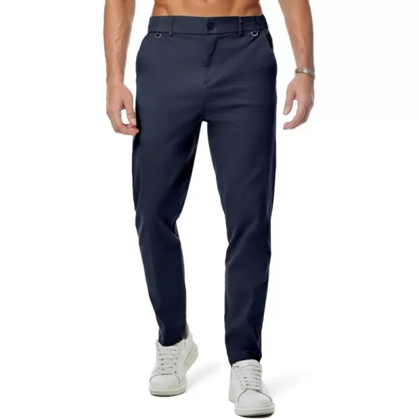JMIERR Men's Chino Pants Casual Stretch Waist Tapered Trousers with D-Ring Detail