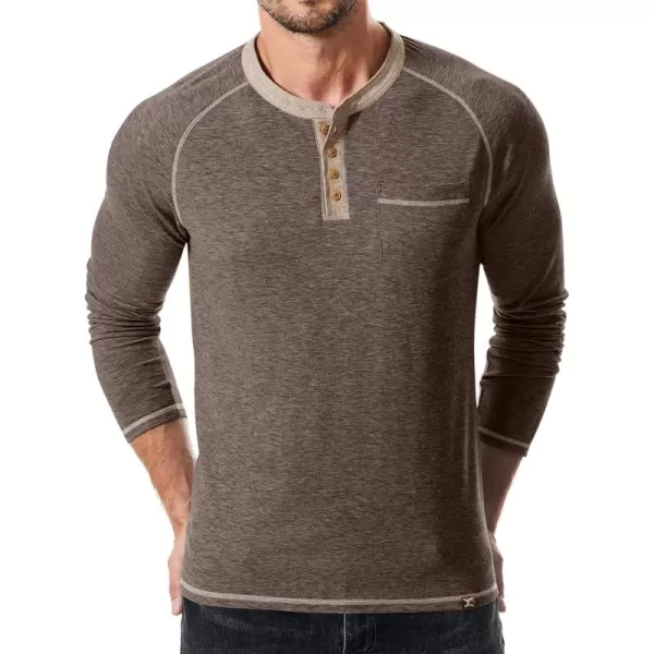 JMIERR Mens Henley Long Sleeve T-Shirt Casual Lightweight Shirts with Pockets