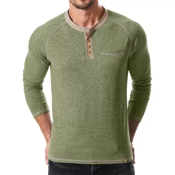 JMIERR Mens Henley Long Sleeve T-Shirt Casual Lightweight Shirts with Pockets
