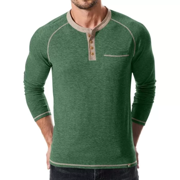 JMIERR Mens Henley Long Sleeve T-Shirt Casual Lightweight Shirts with Pockets
